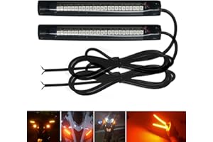 NBWDY 2Pcs 10CM Amber led Strip Motorcycle Turn signal lights,Universal Front Rear Indicator Blinker Tail Light Bars with 24LED 12V for Motorcycle Trailer ATV UTV SUV Golf Cart