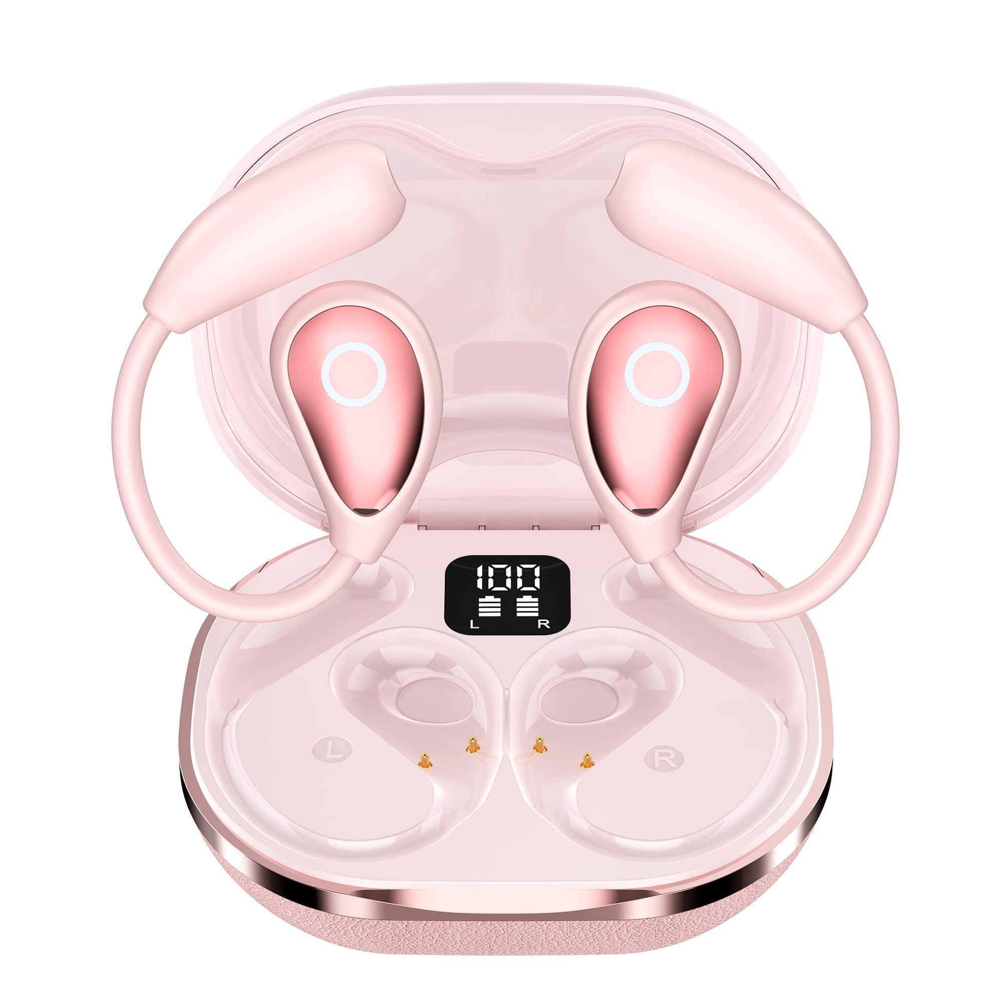 Photo 1 of **It doesn't work**AI Translation Earbuds Real Time, Open Ear Translator Earbuds with 144 Languages & Accents, 3-in-1 Open Ear Wireless Earbuds, iOS/Android, Open Earbuds 8 Offline for Travel Business Learning,Pink