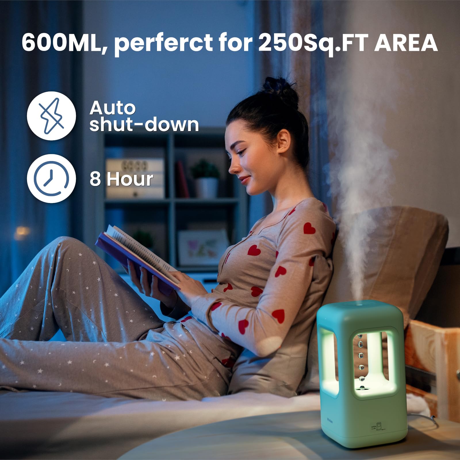 Winben Green Mini Humidifiers for Bedroom & Plants - Small Desktop Humidifier, Portable Cool Mist for Nightstand, Desk, Indoor Plants - Quiet Personal Humidifier (0.6L, Auto Shut-Off)