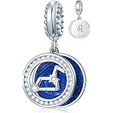Zodiac Sign Charms for Charm Bracelets - 925 Sterling Silver Necklace Pendants, 12 Constellation/Horoscope Star Dangle - Dangling Birthstone Beads, Birthday Gifts for Women/Men.