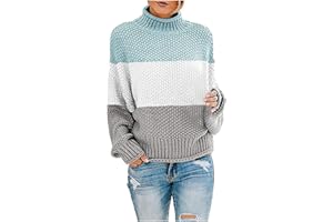 CHUOAND Women's Casual Knitted Turtleneck Sweater Drop Shoulder Loose Long Sleeve Knit Pullover Sweater