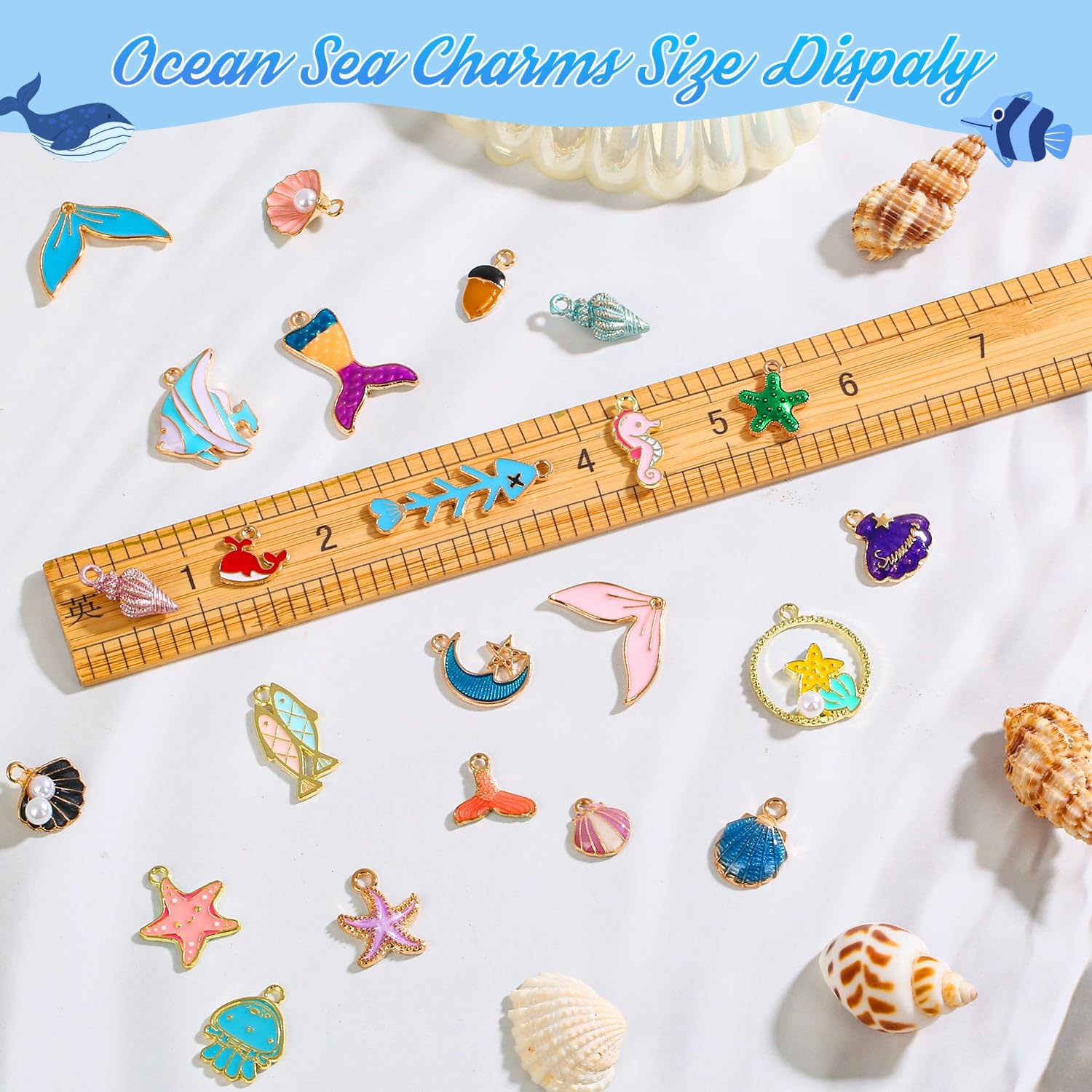 Acejoz 150 Pcs Ocean Beach Sea Charms for Jewelry Making and Bracelets, Assorted Summer Sea Shell Charms Bulk for Earring Necklace Bracelet Jewelry Making and Crafting