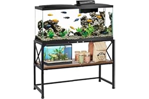 SwaaVee Aquarium Stand, 30 Gallon Fish Tank Stand with Storage, 2 Tier Metal Frame Cabinet Suitable for Fish Tank, Turtle Tan