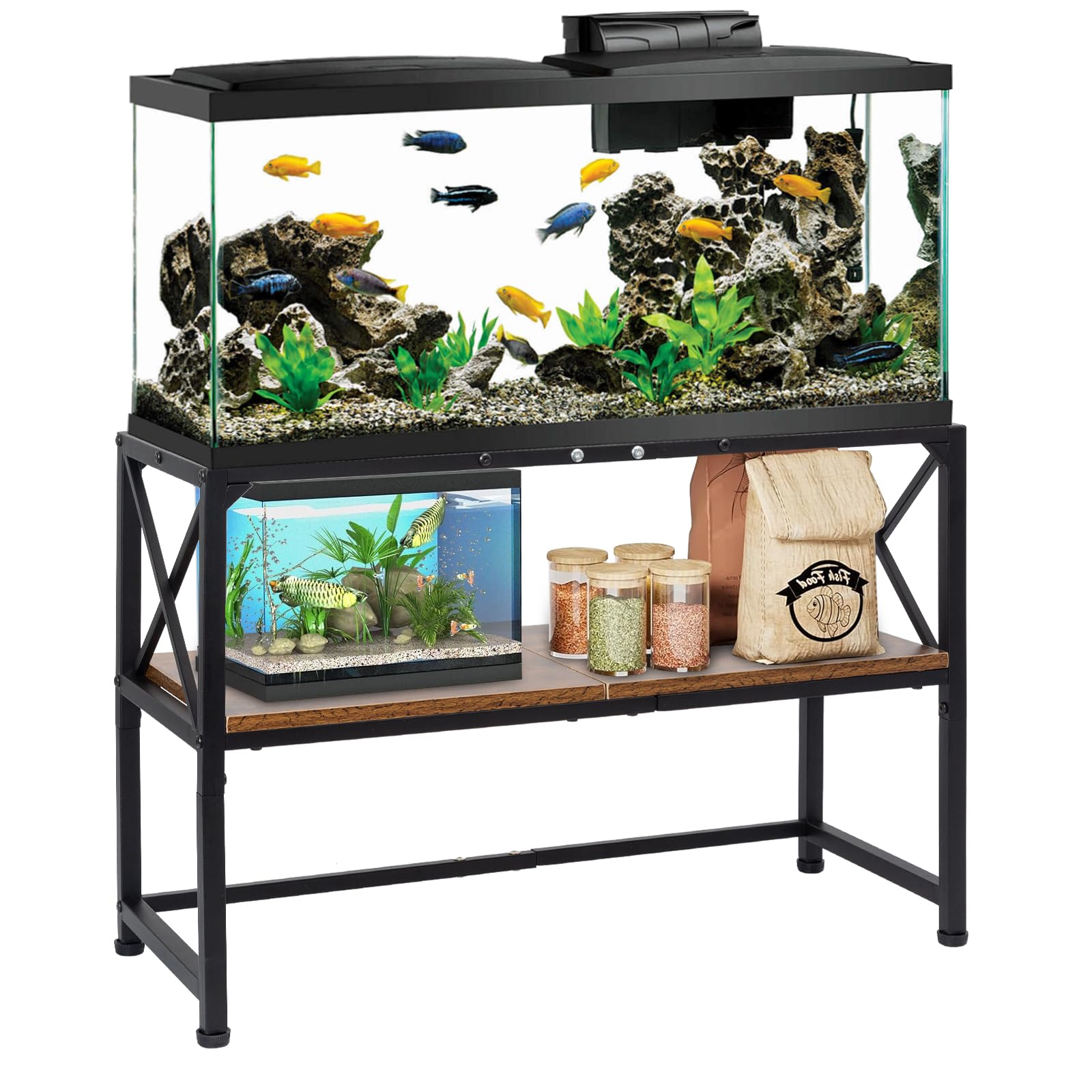 View of SwaaVee Aquarium Stand, 30 Gallon Fish Tank Stand with Storage, 2 Tier ...