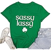 St Patricks Day Shirt Women Green Shamrock Lucky Tshirt Casual Clover Graphic T Shirt Irish Tee Tops