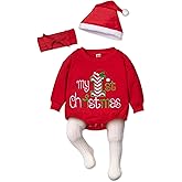 Abbence Cute Christmas Outfits Oversized Sweater Romper with Socks, Hats, and Headband