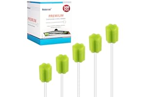 MELONSUN 300 Pcs Oral Swabs Disposable - Longer Unflavored & Sterile Dental Sponge Swabsticks - Individually Wrapped, Medical Grade, Latex-Free for Oral Care & Mouth Cleaning (Green 300)