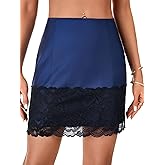 Rooscier Women's Floral Lace Trim High Waist Underskirt Side Zipper Half Slip Mini Skirts