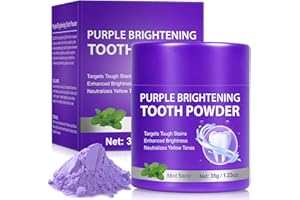 ZEAOWSNZ Teeth Whitening Powder, 35g Purple Teeth Whitening Powder, Effectively Lifts Stains, Strengthening Teeth and Gums, Fresh Mint Flavor, Breath Freshener