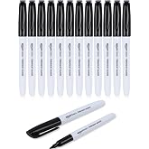 Amazon Basics Fine Tip Permanent Markers for Writing, Drawing, Quick Drying, Office, School, and Home Use, Black, 12 Pack