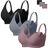 Angelhood 3 Pack Nursing Bras for Breastfeeding Seamless Pregnancy Maternity Bra Wireless Sleep Bralette with Extenders