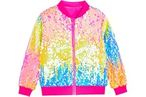 YIYI Sequin Jackets for Girls Kids Boys Glitter Sparkle Bomber Varsity Birthday Party Shiny Outwear Clothes