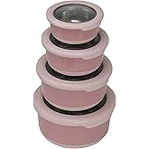 MIRA Stainless Steel Food Storage Set - 4 Anti-Slip Containers for Meal Prep - Multi-Size Pack (1, 2, 3, 5 Cups), Dusty Pink