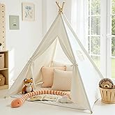 Sumbababy Teepee Tent for Kids with Carry Case, Natural Cotton Canvas Teepee Play Tent, Toys for Girls/Boys Indoor & Outdoor 