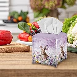 Talayituse Rabbit Tulip Print Tissue Box Cover