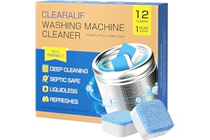 CLEARALIF Washing Machine Cleaner 12 Pack,1 Year Supply, Clean Inside Drum and Laundry Tub Seal, Washing Machine Cleaner Tablets For HE Front Loader & Top Load Washer