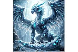 SJUTOUCI Ice Dragon Diamond Art Kits for Adults, Diamond Painting Kits for Beginners, 5D Round Diamond Dots Gem Craft Art Hom