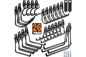 HUPBIPY 26 Pack Garage Hooks Heavy Duty,Utility Steel Garage Storage Hooks,Wall Mount Garage Hanger&Organizer for Organizing Power Tools,Ladders,Bulk Items,Bikes,Ropes and More Equipment
