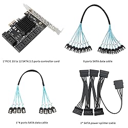 PCIe x1 to 12-Port SATA3.0 Expansion Card,6Gbps