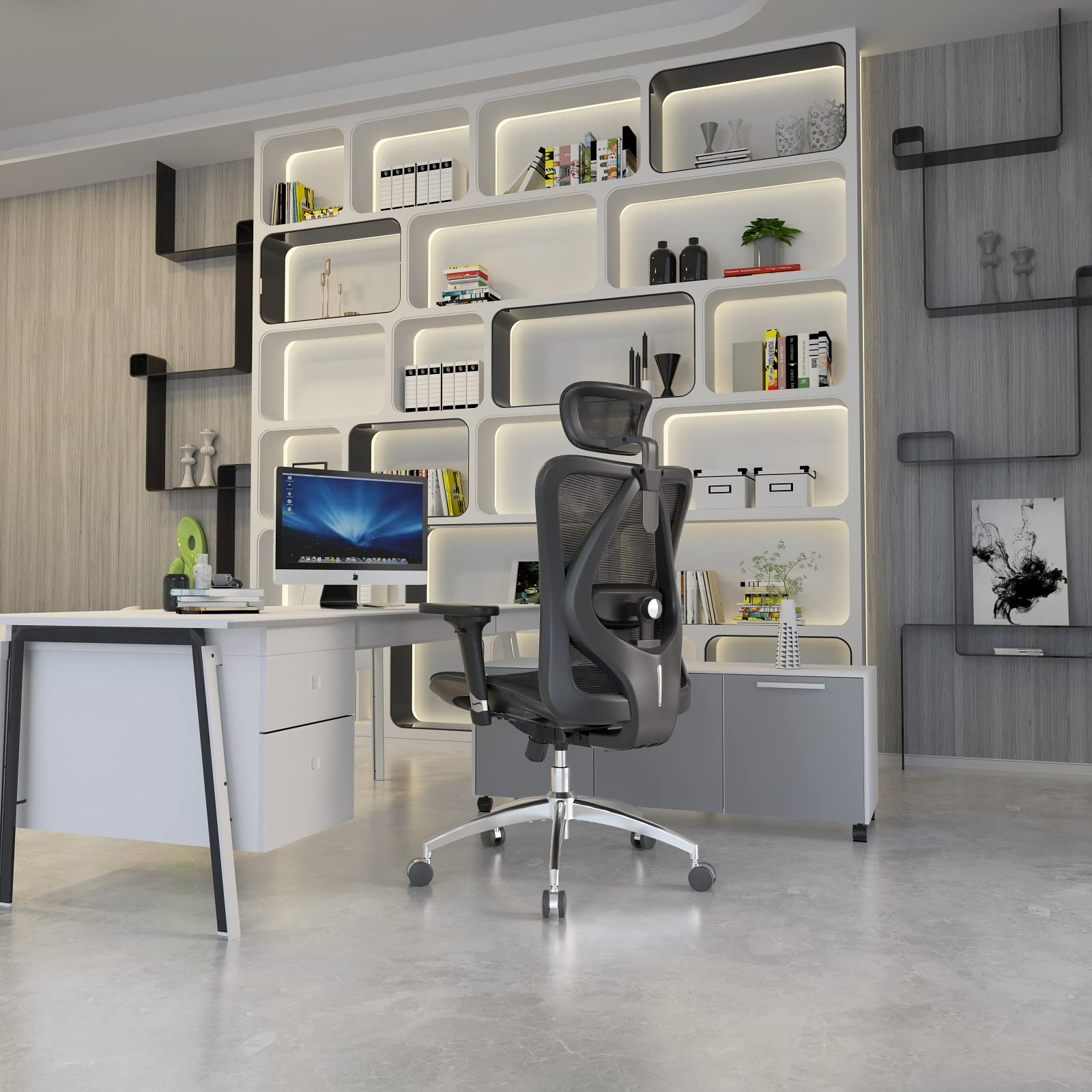 SIHOO Ergonomic Office Chair Mesh Desk Chair with Adjustable Lumbar Support 3D Armrests Breathable High Back Computer Chair (Black)
