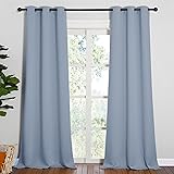 NICETOWN Vintage Blue Blackout Curtains 90 inches