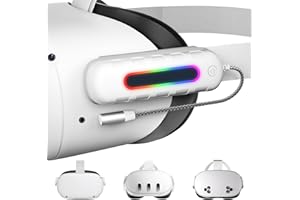 Saqico Battery Pack for Meta Quest 2/3/3s, 5000mAh Extended Power with Multi-Colors RGB Lights, Lightweight and Portable VR Extend Power Accessories for Extra 2-4H Playtime