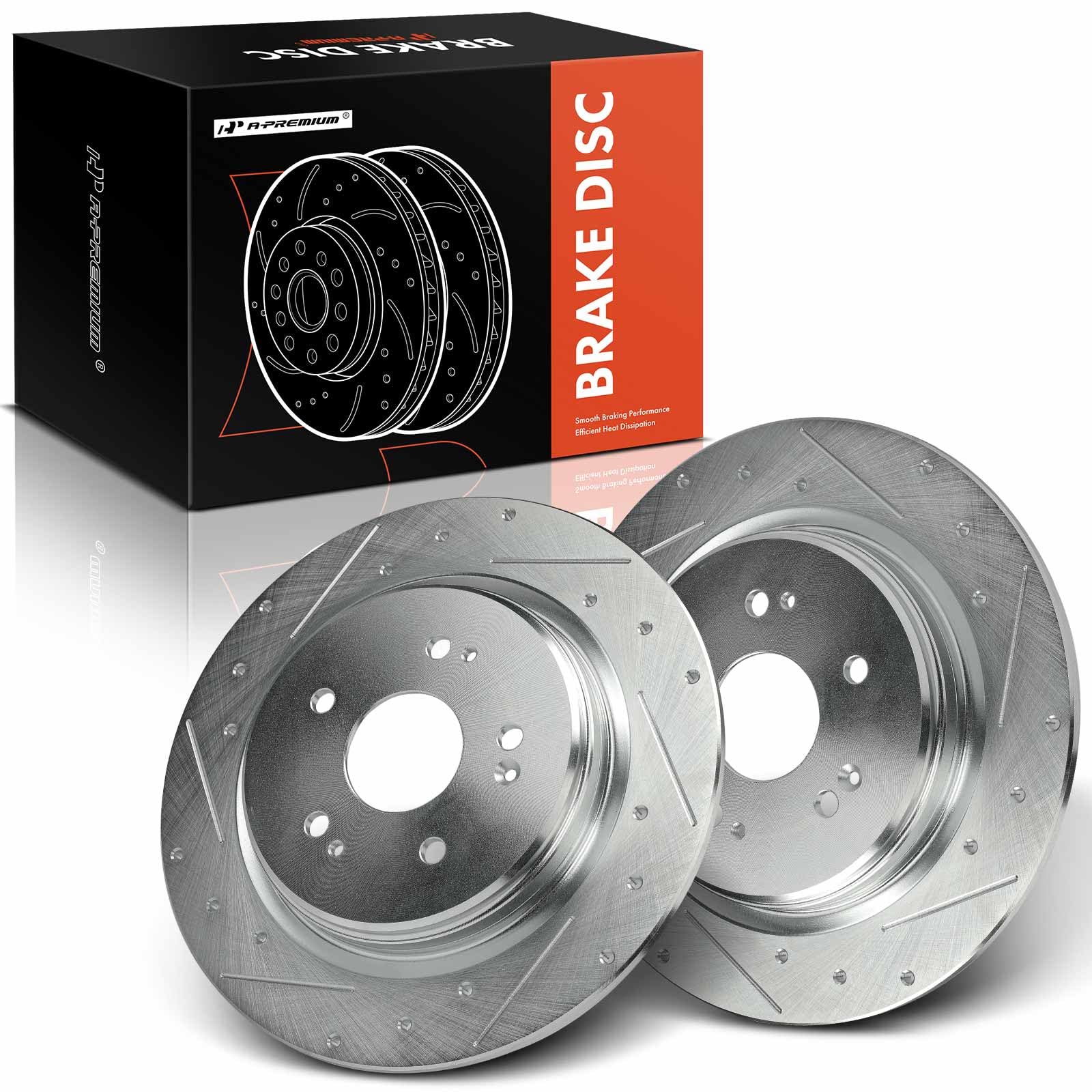 Photo 1 of A-Premium 12.2 inch (309.8mm) Rear Drilled and Slotted Disc Brake Rotors Compatible with Select Honda and Acura Models - CR-V CRV 2017-2023, TLX 2015-2020, 2-PC Set