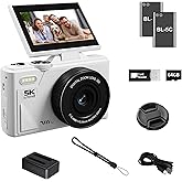 LENANE 5K Digital Camera for Photography with WiFi, 75MP Ultra HD Vlogging Camera for YouTube with 3" 180° Flip Screen,18X Zoom Autofocus Compact Cameras for Beginners Teens with 64GB SD Card.