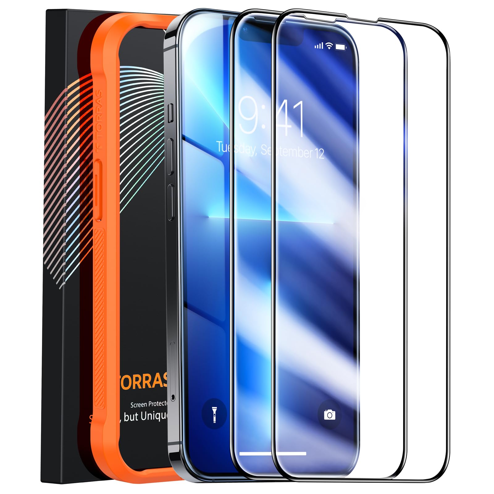 TORRAS Military-Grade Shatterproof for 2020 5.4 Screen Protector [9H+ Aerospace Tempered Glass＆ One-Step Installation] Full Coverage Fit Bubble Free Top-Notch Protection, 2 Pack, GlassGo X