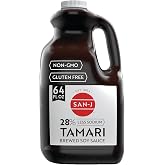 San-J Tamari Soy Sauce, 28% Less Sodium, Gluten Free, Bulk Pantry, 64 oz | Reduced Salt, Rich Umami, No Wheat, Kosher, Specia