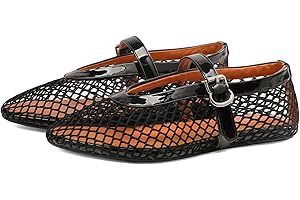 Kitulandy Women Mesh Ballet Flats Comfortable Round Toe Mary Jane Casual Ballerina Shoes