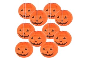 KESOTE 10PCS Halloween Paper Pumpkin Lanterns Jack-O-Lanterns, 6 Inch, Halloween Hanging Party Decorations Outdoor Indoor