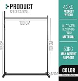 Klass Home Collection Portable Heavy Duty Clothes Rail 40kg Black With Shelf view 7