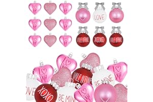TBD DECOR Valentines Day Tree Decorations 24 Pcs Heart Ornaments for Valentine Tree Valentines Hanging Ball Baubles for Home Wedding Anniversary Engagement Party Decor