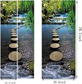 FLFK 3D Door Mural Wallpaper Peel Stick 77x200cm Mountain Stream Removable view 6