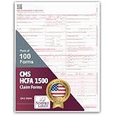 NextDayLabels CMS 1500 / HCFA 1500 Insurance Claim Forms, 100 Sheets | for Laser / Inkjet, New Version, 8.5" x 11", 1-Part Form, Printed Red Ink, Made in USA