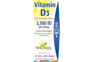 New Roots Herbal Vitamin D3 Drops 2500 IU, Extra Strength, 15ml (525 Servings) – Supports Bone & Immune Health – Non-GMO, Glu