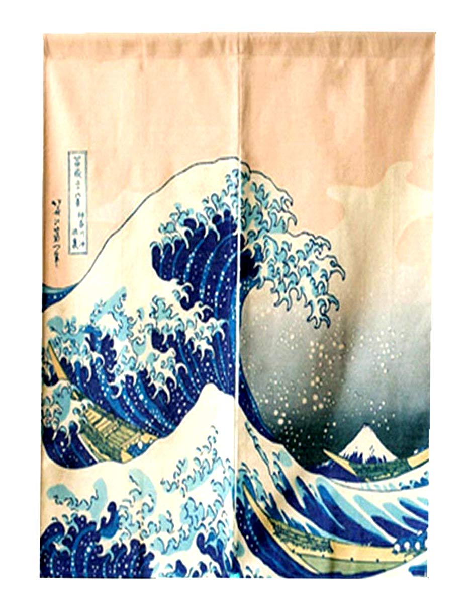 LIGICKY Japanese Noren Doorway Curtain Ukiyoe Hokusai The Great Wave off Kanagawa Tapestry for Home Decoration 85×120cm