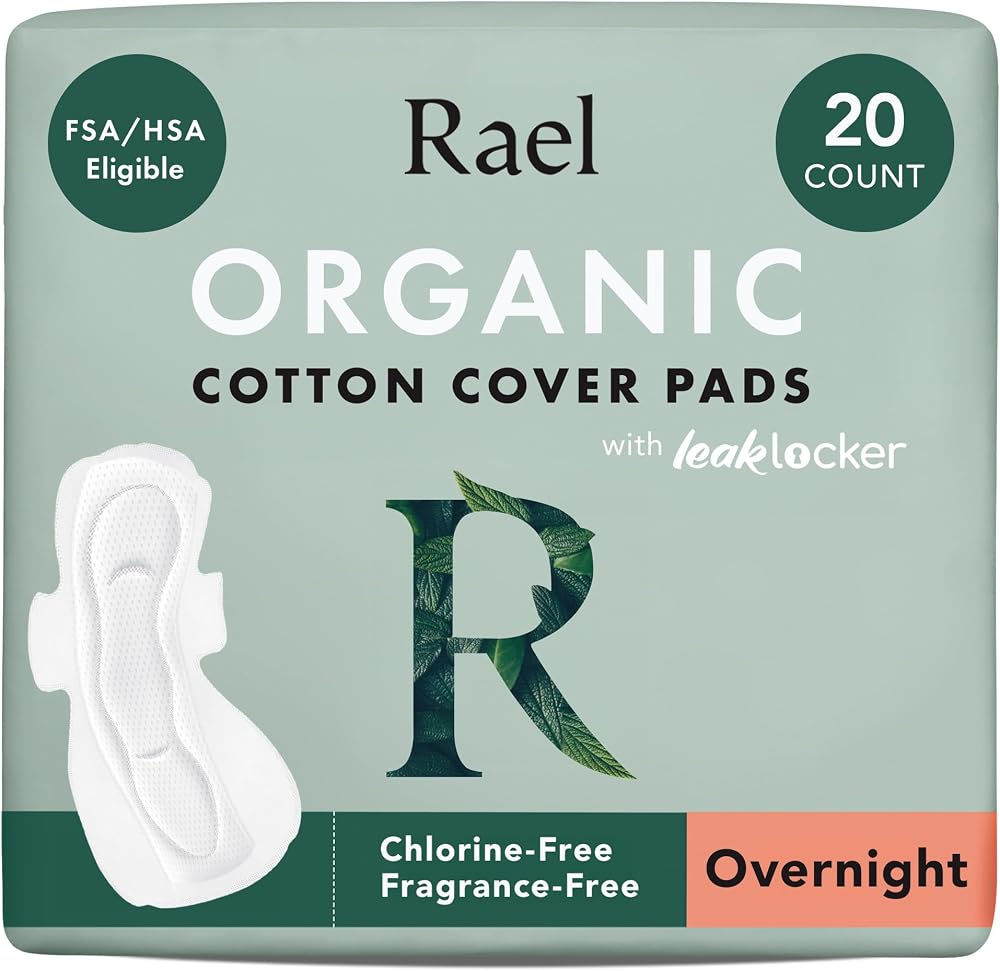 Rael Organic Cotton Cover Sanitary Towels Heavy Overnight Pads with Wings