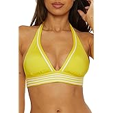 Trina Turk Womens Monaco Pleated Halter Bikini Top, Adjustable, Tie Back, Swimwear Separates for Women