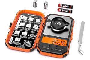 KeeKit Digital Pocket Scale, 50g 0.001g Professional Milligram Scale, Portable Postal Scale with 20g Calibration Weight, LCD Backlit Display for Food, Tablets, Jewelry, Orange