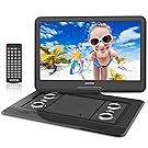 WONNIE 17.9‘’ Large Portable DVD/CD Player with 15.6 Swivel Screen, 1366x768 HD LCD TFT, GAMES/USB/SD Card Readers, Built-in Double Rechargeable Battery, Stereo Sound, Regions Free, AV Out & In