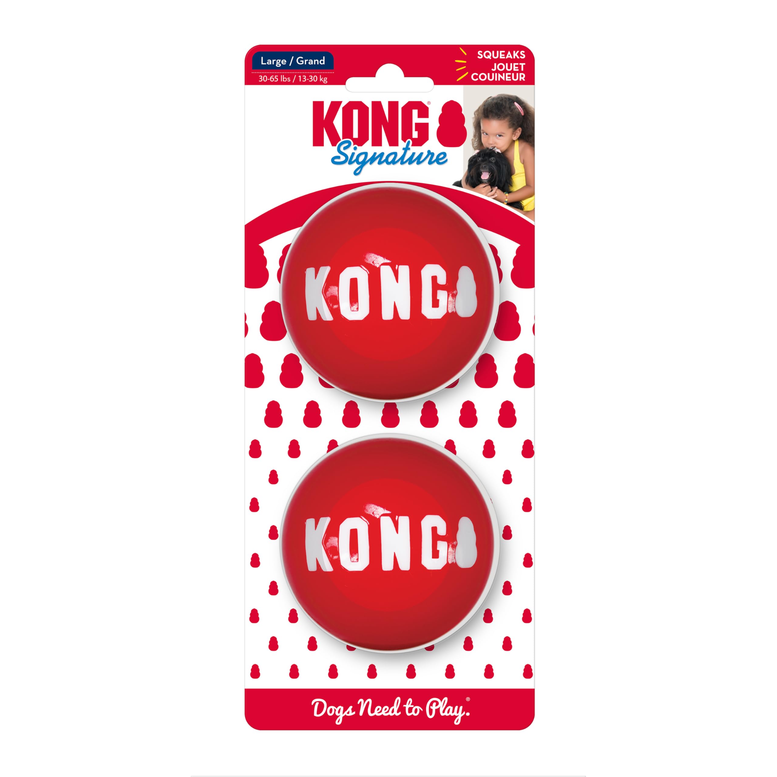 KONG Signature Balls for Dogs, Durable Fetch Toy, 2-Pack, Large