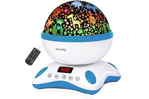 Moredig Kids Night Light Projector, Remote Baby Night Lights for Kids Room with 12 Music Nursery Night Light Projector for Kids Timer 2 Projections 18 Light Modes Christmas Gifts for Baby - Blue
