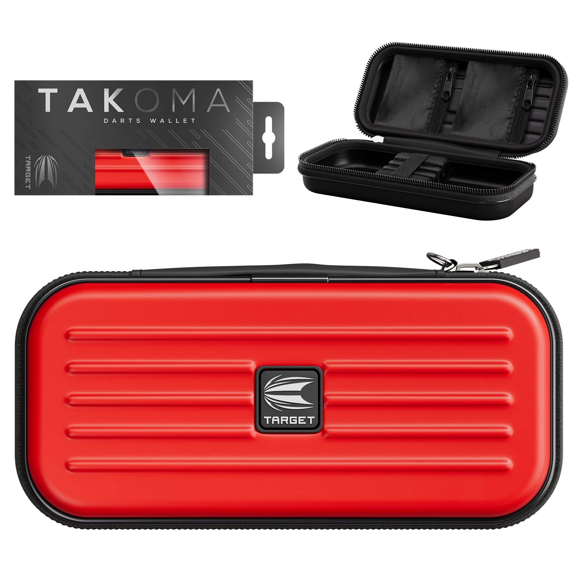 Target Darts Takoma Dart Case Wallet, Regular Size, Red | Store 3 Fully Assembled Darts & Accessories | Dart Holder with Zip Lock Pouches, Store Flights, Shafts & Swiss Points