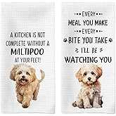 Tzhim Maltipoo Dog Kitchen Towels, Maltipoo Gifts Hand Towels, Gifts for MaltipooLovers Dish Towels Dishcloths Tea Towels for Kitchen, Dog Mom Gift, DogKitchen Bathroom Decor, 16x24 Inch