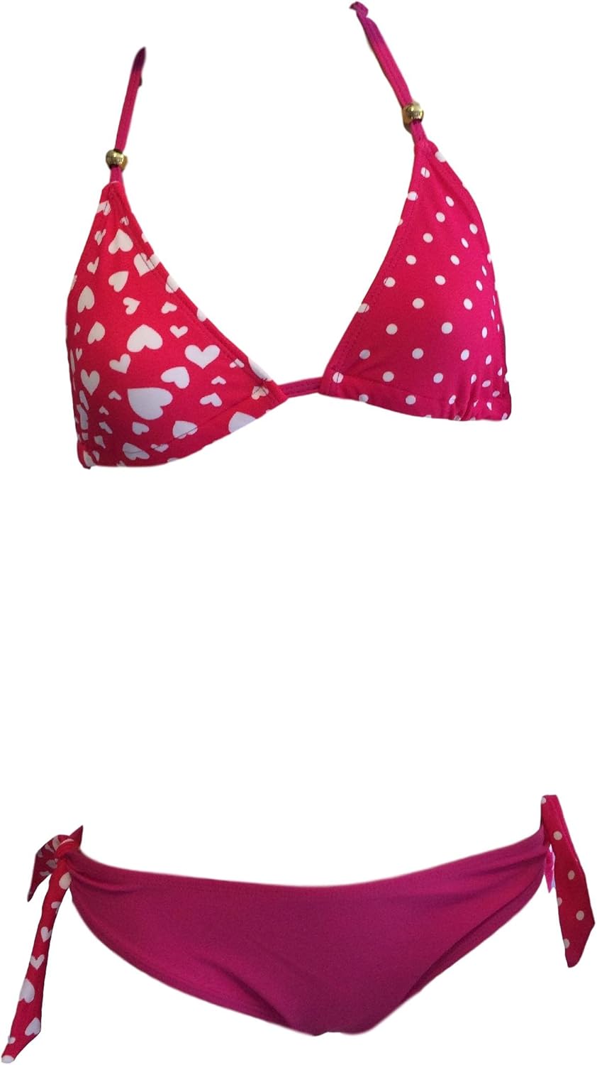 CC Girls Pink Heart Bikini/Swimwear. Ages 7-16Yrs (11-12yrs): Amazon.co ...