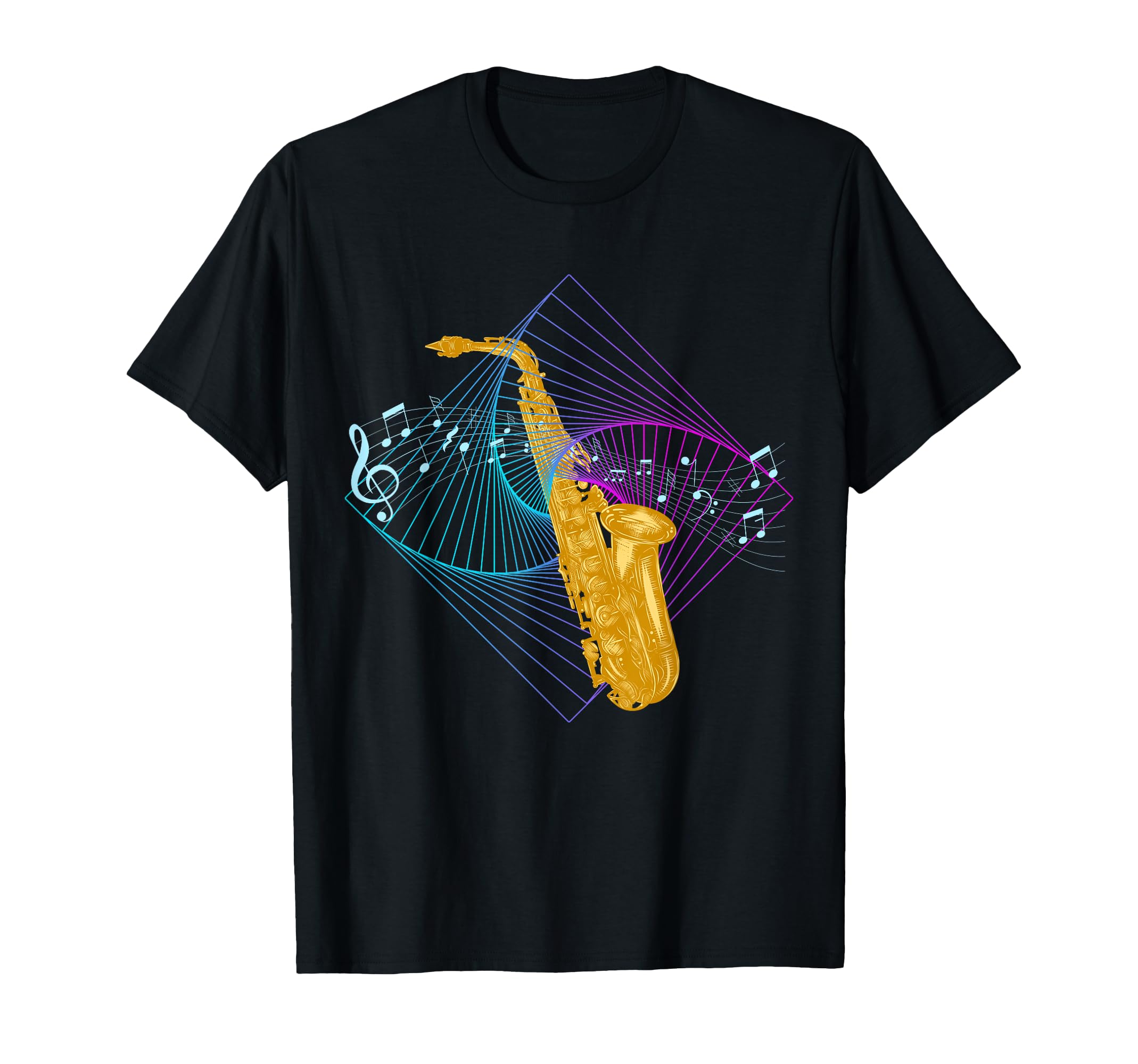 Notes Jazz Metal Wind Instrument Classic Saxophone Music Tee T-Shirt