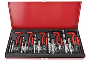 KUNTEC 131Pcs Stripped Thread Repair Kit Rethreading Recoil Helicoil Repair Tool Set Metric M5 M6 M8 M10 M12