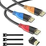 HDMI Cable - 4K High Speed HDMI Color Cord (3 Pack) 6ft Gold Plated Connectors & Velcro Cable Ties, 48Gbps for 4K 60Fps Suppo
